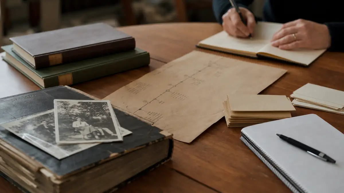 Familienarchiv mit Geschäftsbüchern und Entscheidungsnotizen